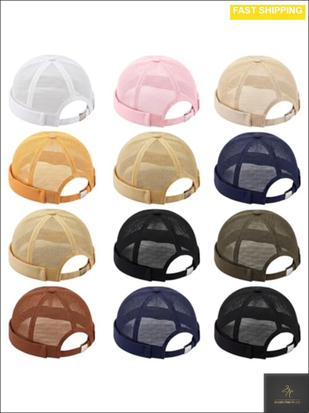 12 Pack Brimless Docker Hats 100% Polyester Mesh Adjustable Beanie Caps Hiking